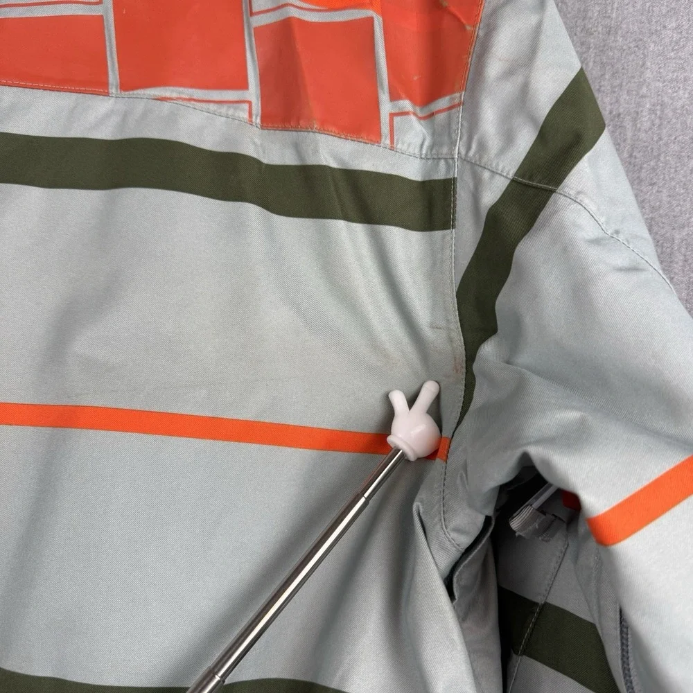 FOURSQUARE Burton Snowboard Coat Men's M Hood Microshield Ski ski green stripes